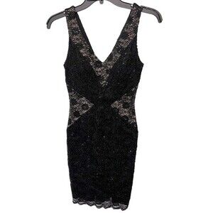 Trixxi Lace & Sequin Dress with Scalloped Hem